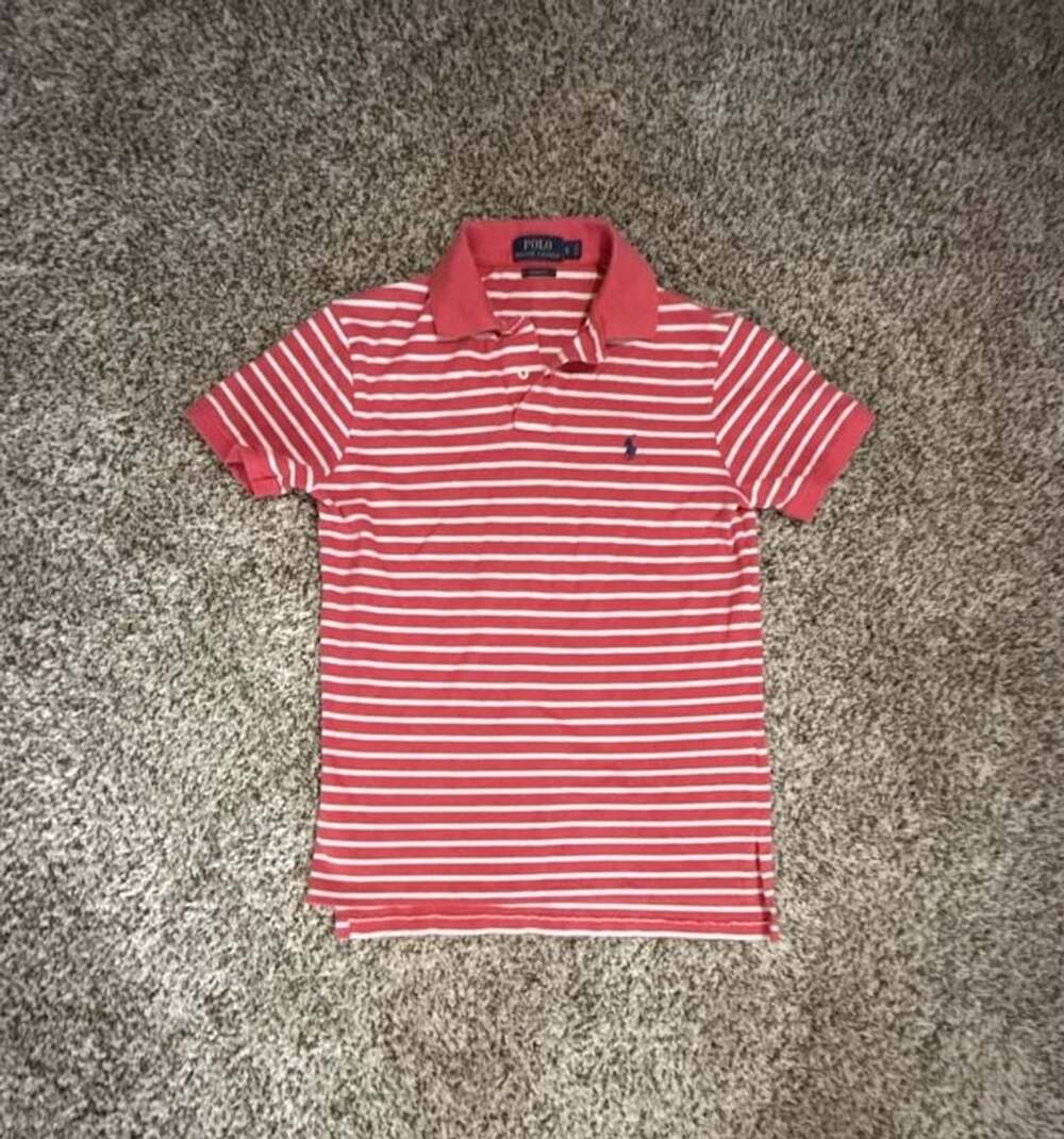 Polo Ralph Lauren Striped Polo Shirt Size S Pink White Custom Fit